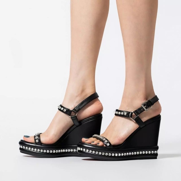 Christian Louboutin Pyrastrass 110mm leather wedge sandal with crystals size 40 - Picture 4 of 12